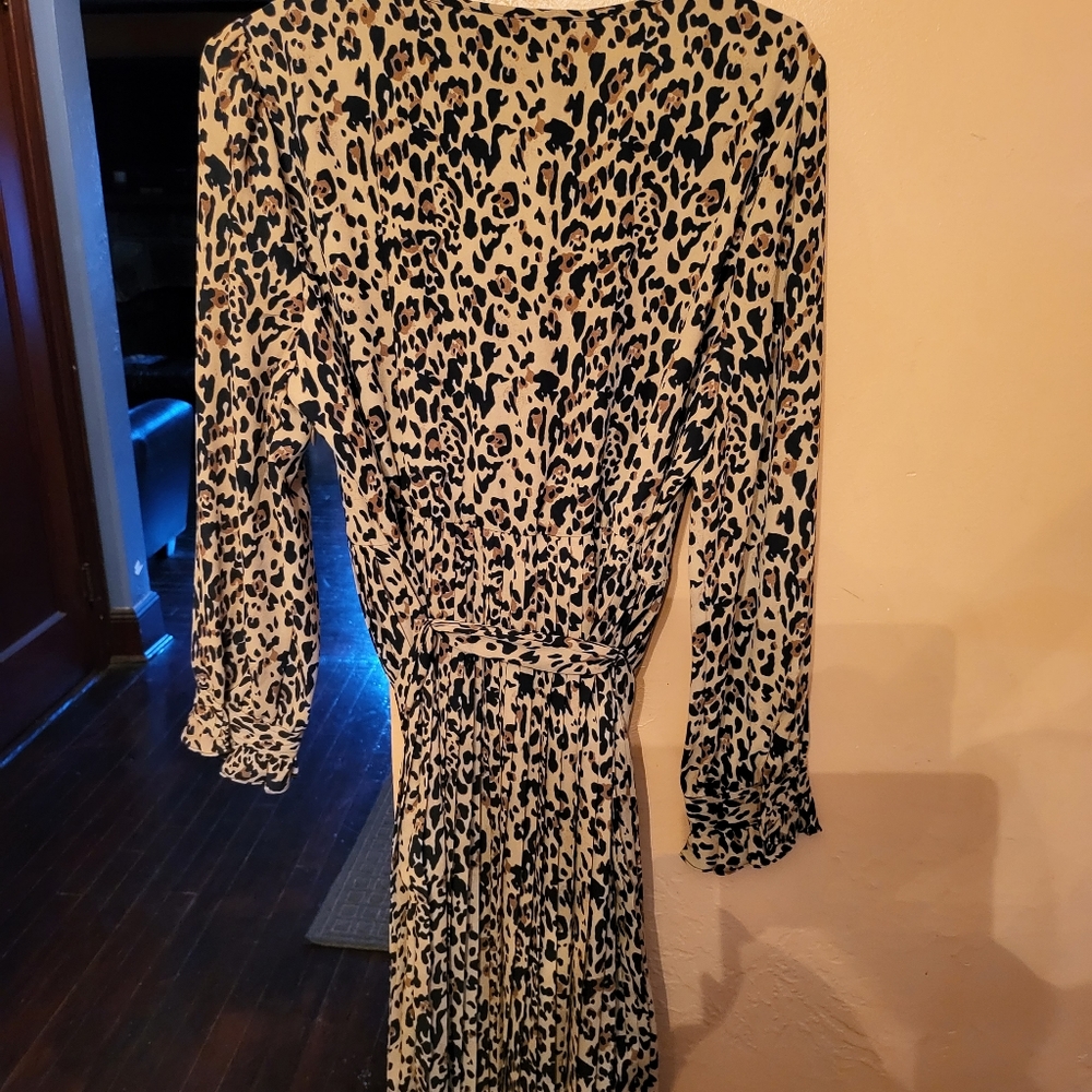 J Crew Leopard Print Long Sleeve Midi Length Dress Size 12P
